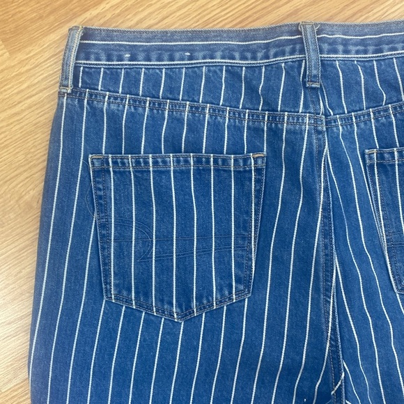 Striped High Rise Mom Jean Cropped 100% Cotton - Picture 12 of 15
